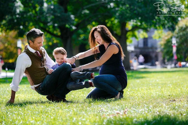 As a Princeton family photographer, you should know simple tricks for getting your family to interact. Here you can see the lush greens of summer, the beautiful tall trees and my family playing in the summer sun.